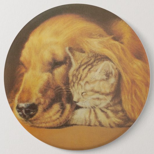 Kat en hond ronde button 6,0 cm (Voorkant)