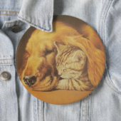 Kat en hond ronde button 6,0 cm (In situ)