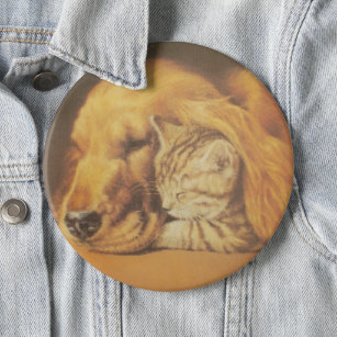 Kat en hond ronde button 6,0 cm