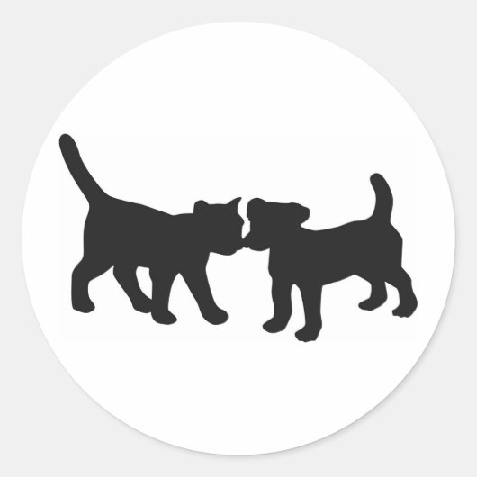 kat en hond ronde sticker (Voorkant)