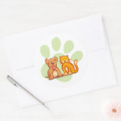 Kat en hond ronde sticker (Envelop)