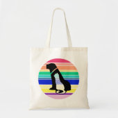 Kat en hond Silhouette op kleurrijke strepen Tote Bag (Voorkant)