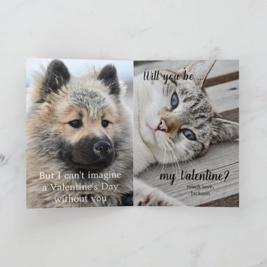 Kat en hond-Valentijnsdag Kaart (Binnen)