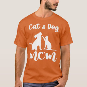Kat en hond van mam Dieren Lover Puppy Wome T-shirt