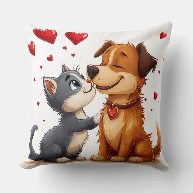 Kat en hond verliefd kussen (Voorkant)
