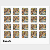 Kat en hond vierkante sticker (Vel)
