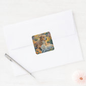 Kat en hond vierkante sticker (Envelop)
