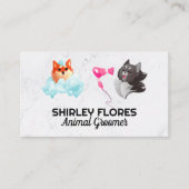 Kat en hond worden gewassen | verzorger visitekaartje (Voorkant)