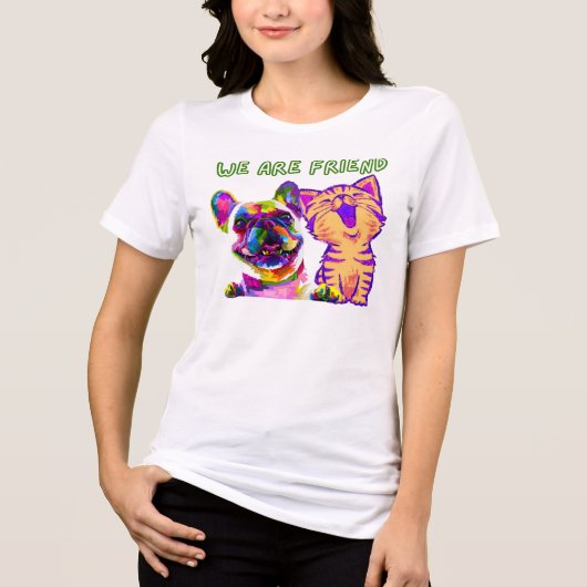 Kat en hond zijn vrienden T-shirt (Voorkant)