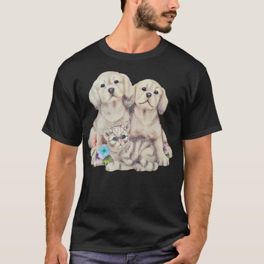 Kat en honden Puppy love T-shirt (Voorkant)