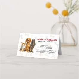 Kat en Honden Zittend | Paw en Botten Patroon Klantenkaartje