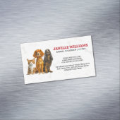 Kat en Honden Zittend | Paw en Botten Patroon Magnetisch Visitekaartje (Voorbeeld)
