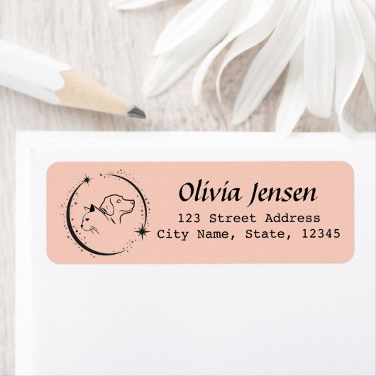 Kat en Hondengezicht met Vonkontwerp Etiket (Insitu)