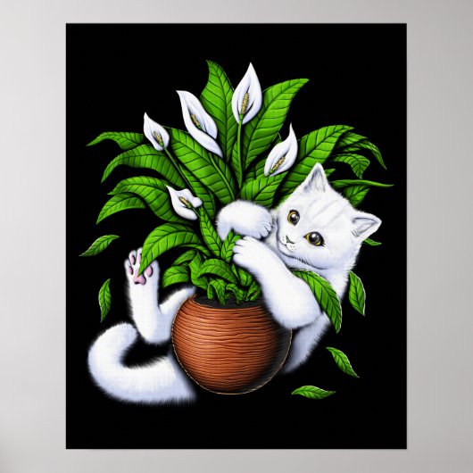 Kat en huis Planten Poster (Voorkant)