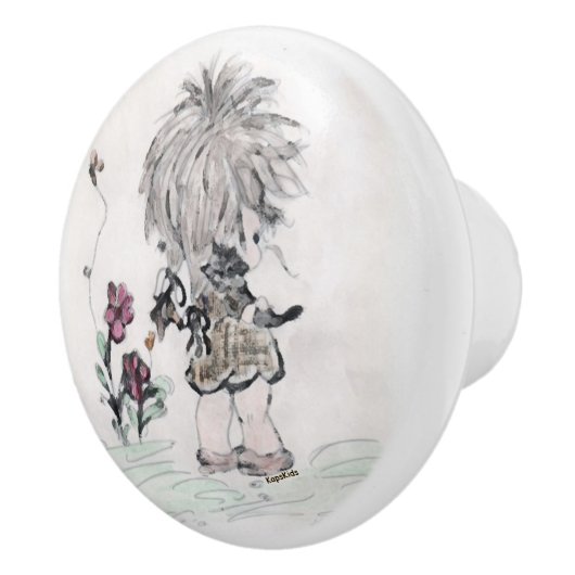 Kat en ik keramische knop (Rechts)