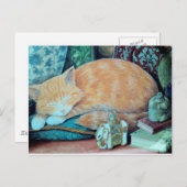 Kat- en Indiase ellephant-design Briefkaart (Voorkant / Achterkant)