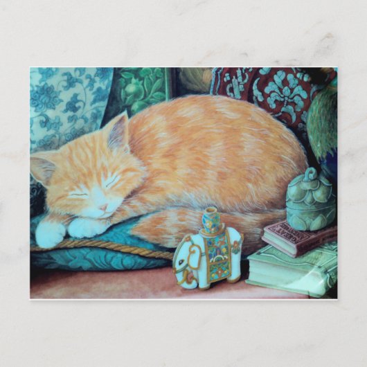 Kat- en Indiase ellephant-design Briefkaart (Voorkant)