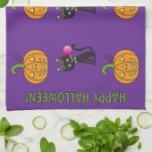 Kat en Jack-O-Lantern keukenhanddoek (Gevouwen)