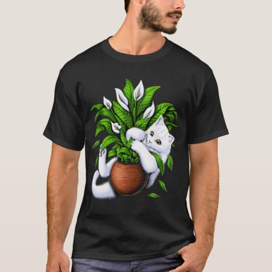 Kat en kamerplanten t-shirt (Voorkant)