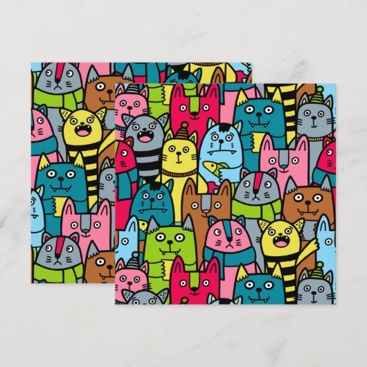 Kat en katjes kaart (Voorkant / Achterkant)