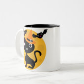 Kat en katten Halloween T-shirts en cadeautjes Tweekleurige Koffiemok (Voorkant links)
