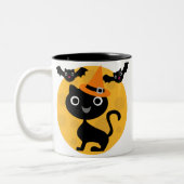 Kat en katten Halloween T-shirts en cadeautjes Tweekleurige Koffiemok (Links)