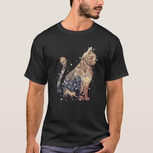 Kat- en kattensilhouet en sprookje met fee t-shirt (Voorkant)