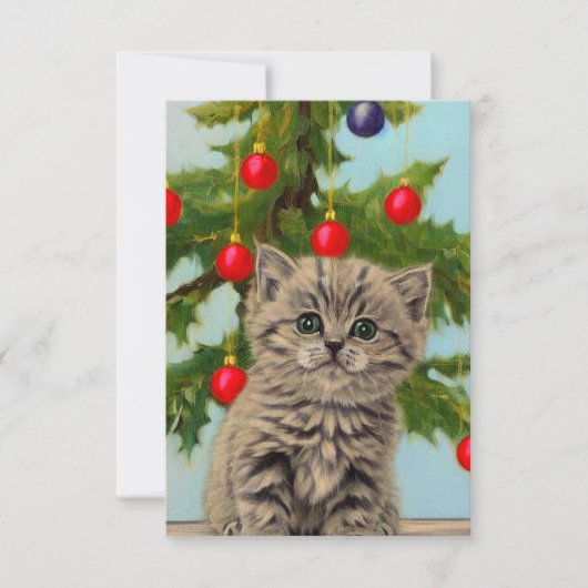  kat en kerstboom bedankkaart (Voorkant)