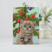  kat en kerstboom bedankkaart (Staand voorkant)