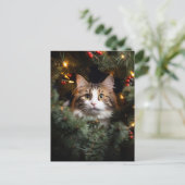 Kat en Kerstboom Briefkaart (Staand voorkant)