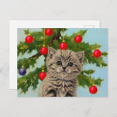  kat en kerstboom briefkaart (Voorkant / Achterkant)