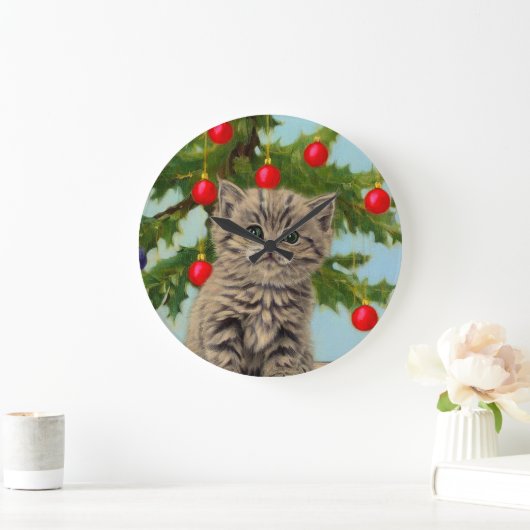 kat en kerstboom grote klok (Huis)