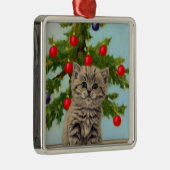 kat en kerstboom metalen ornament (Rechts)