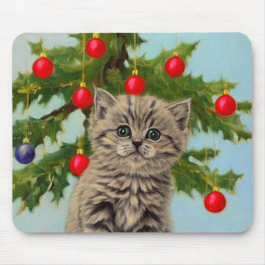 kat en kerstboom muismat (Voorkant)