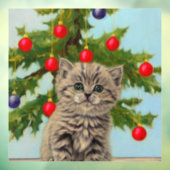 kat en kerstboom raamsticker (Vel 3)