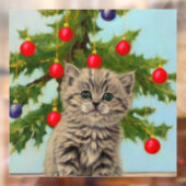 kat en kerstboom raamsticker (Vel 2)