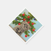 kat en kerstboom servet (Hoek)