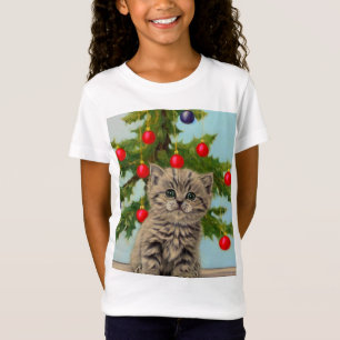 kat en kerstboom t-shirt