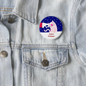 Kat en kerstman in de sneeuw ronde button 5,7 cm (In situ)