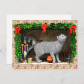 Kat en kerstmis feestdagenkaart (Voorkant / Achterkant)