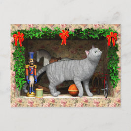 Kat en kerstmis feestdagenkaart