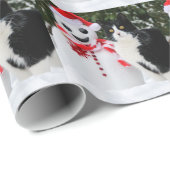 Kat en Kerstmis in Santa Snowman Cadeaupapier (Rol Hoek)