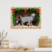 Kat en kerstmis poster (Keuken)