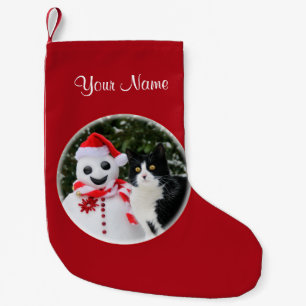 Kat en Kerstmis van Santa Snowman Personaliseer ma Kleine Kerstsok