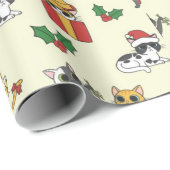 Kat en kerstpatronen cadeaupapier (Rol Hoek)