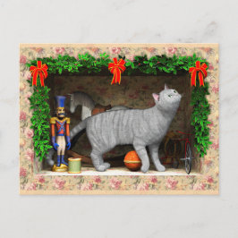 Kat en kerstspullen briefkaart