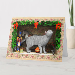 Kat en kerstspullen kaart