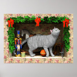 Kat en kerstspullen poster