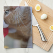 Kat- en kerstverlichting theedoek (Quarter Fold)