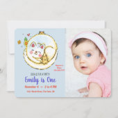 Kat- en Kitten Eerste verjaardag Uitnodigingen (Voorkant)